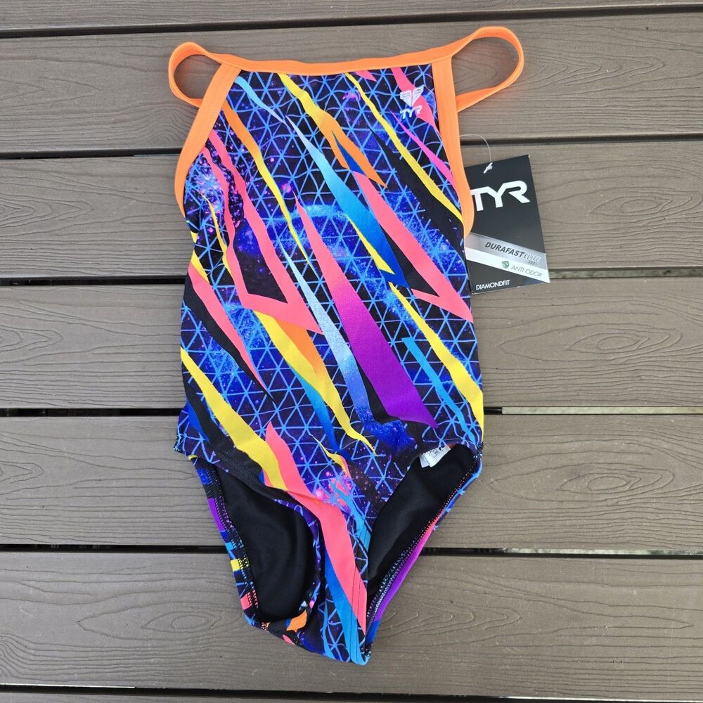 TYR Youth Girl Durafast Multi Ardent Diamondfit One Piece Swim Sz 24 New